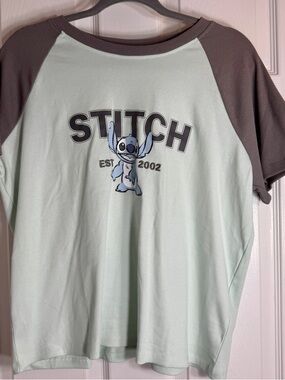 NWT Primark Disney Stitch "EST 2002" Mint Green Raglan Baby Tee 2XL.